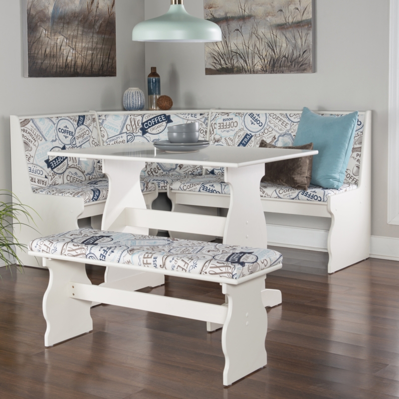 Olivia 3 - Piece Upholstered Trestle Breakfast Nook Dining Set with Coffee Print