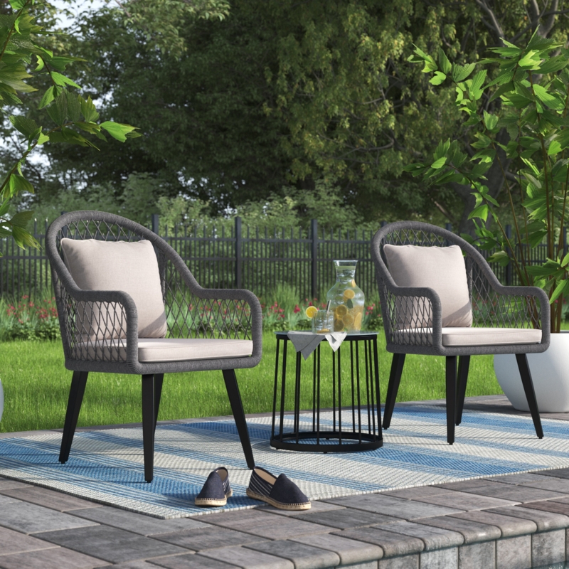 Paphos 2 - Person Round Outdoor Dining Set with Cushions