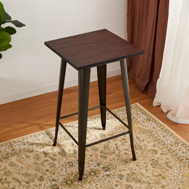 Pelaez Solid Wood Top Metal Base Dining Table