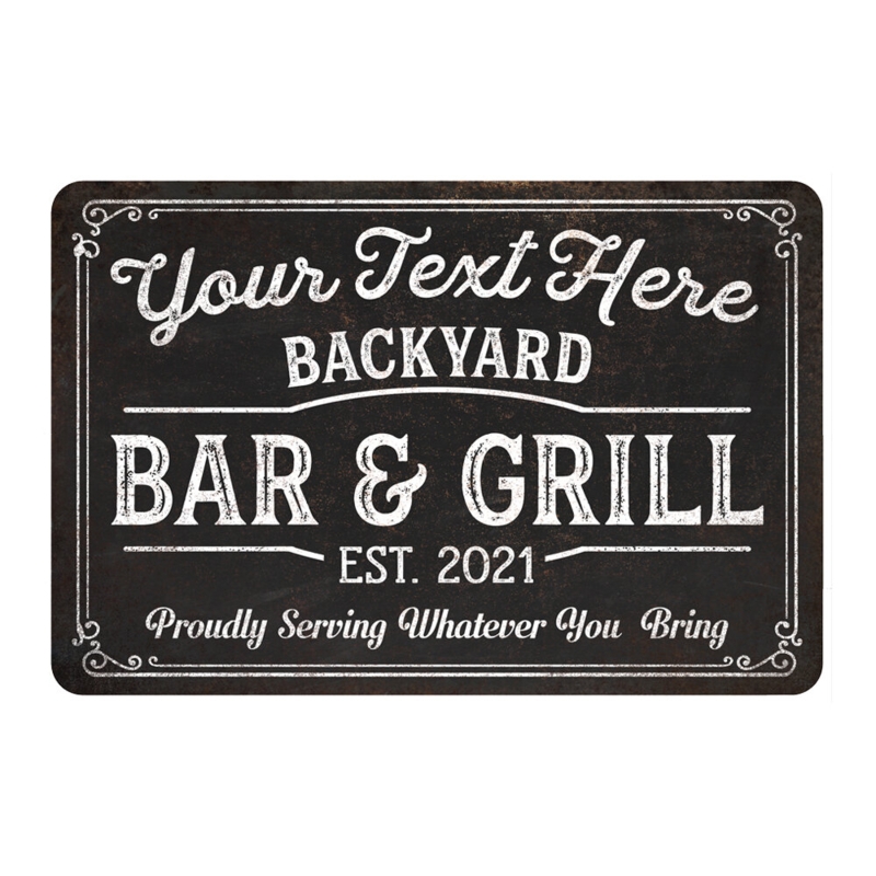 Personalized Backyard Bar u0026 Grill Metal Sign