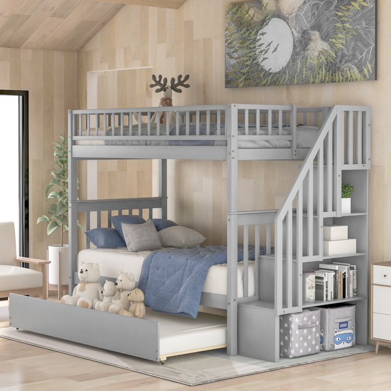 Polebridge Kids Twin Over Twin Bunk Bed with Trundle