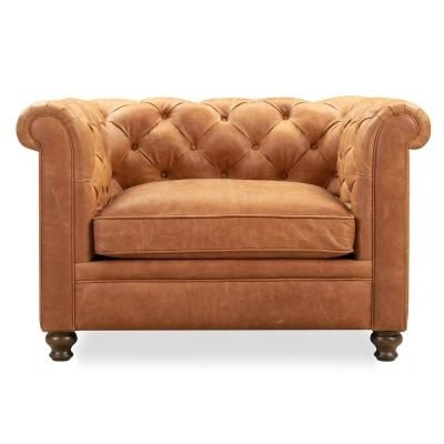 Poly and Bark Lyon Cognac Tan Lounge Chair