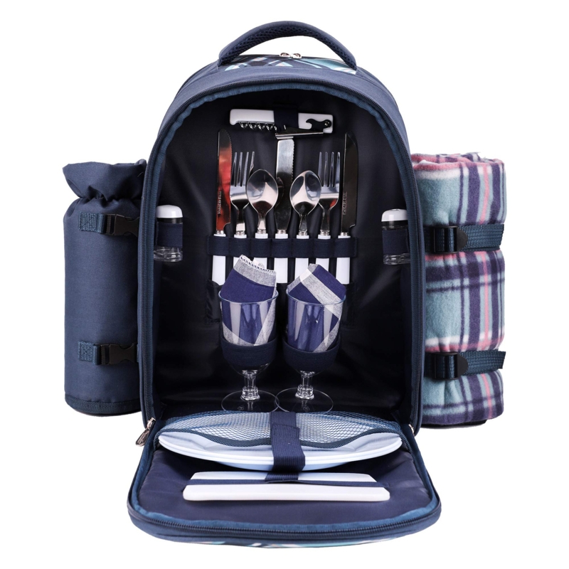 Polyester Picnic Backpack , Service for 2