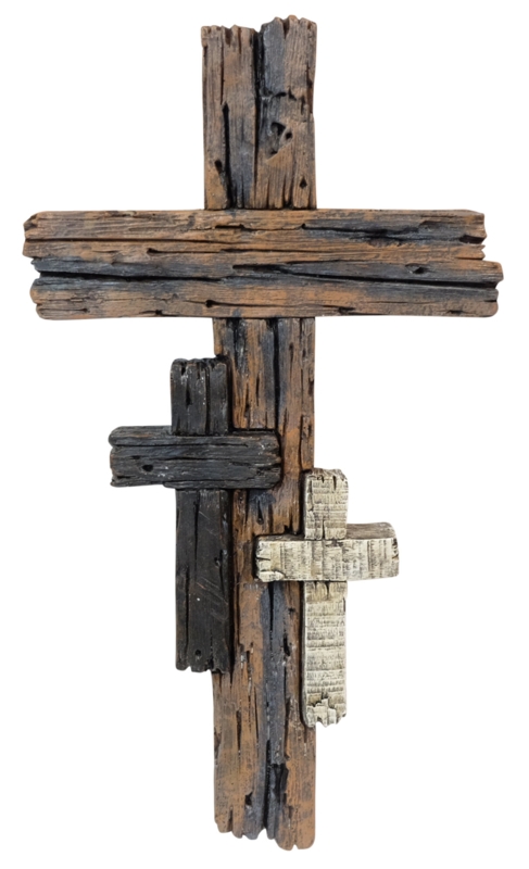 Polyresin Distressed Wood Cross with White u0026 Black Mini Cross Accent Hanging Wall Dcor