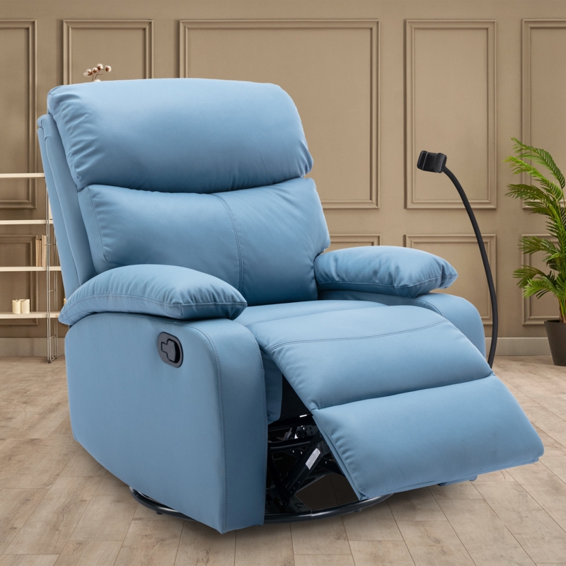 Pooler 29" Wide Faux Leather Swivel And Rocking Recliner