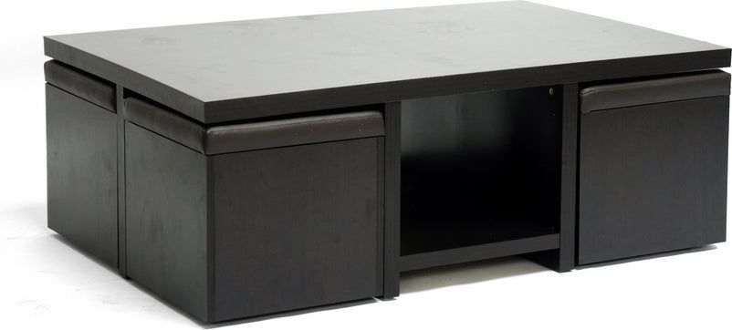 Prescott Modern Table and Stool Set with Hidden Storage