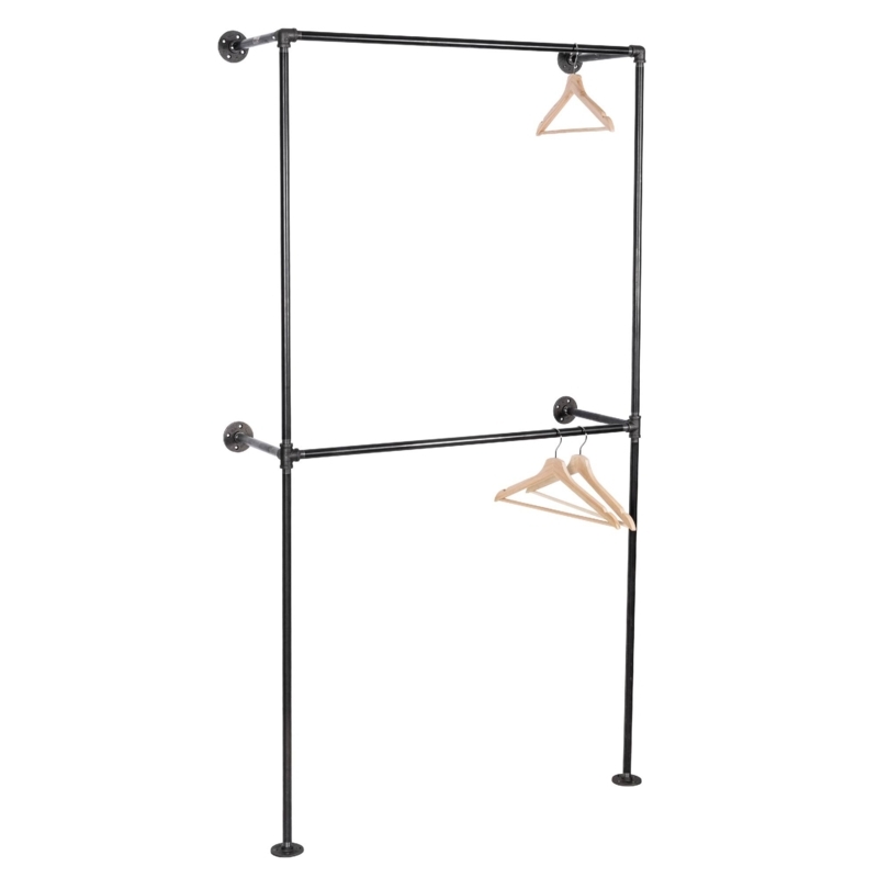 Promontory 38.5'' Industrial Pipe 2-Tier Wall Mounted Clothing Rack