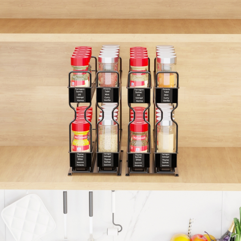 Pull Out Spice Rack Organizer for Cabinet, 5.2" W x10.75 D x10 H, 2 Drawers 2-Tier