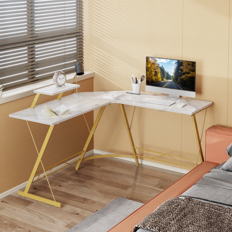 Queenborough L-Shaped Metal Base Computer Desk