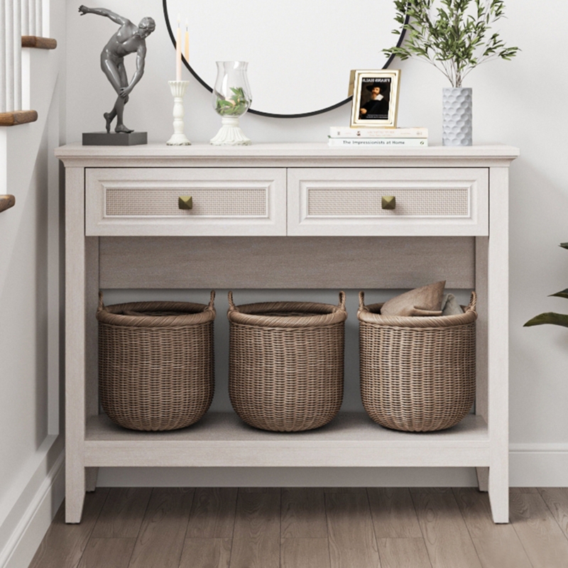 Raby 39.3" Natural Rattan Console Table