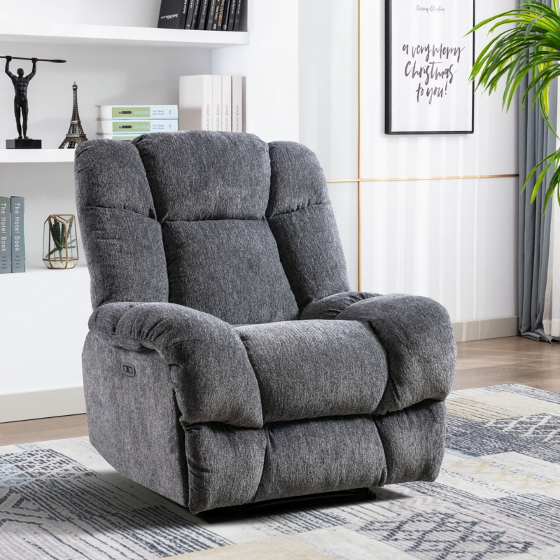 Rawi 34'' Wide Modern Upholstered Electric Power Recliner with USB Port