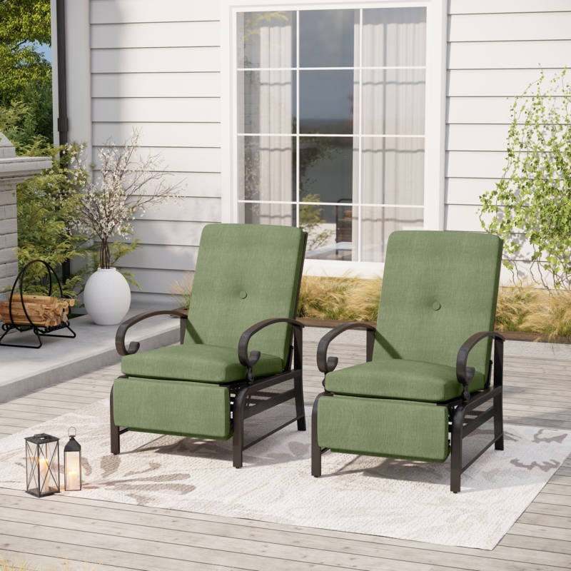 Recliner Patio Chair with Cushions (Set of 2)