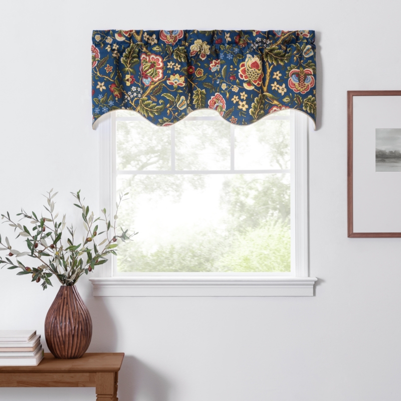 Regency Floral Cotton Scalloped 50'' W Window Valance