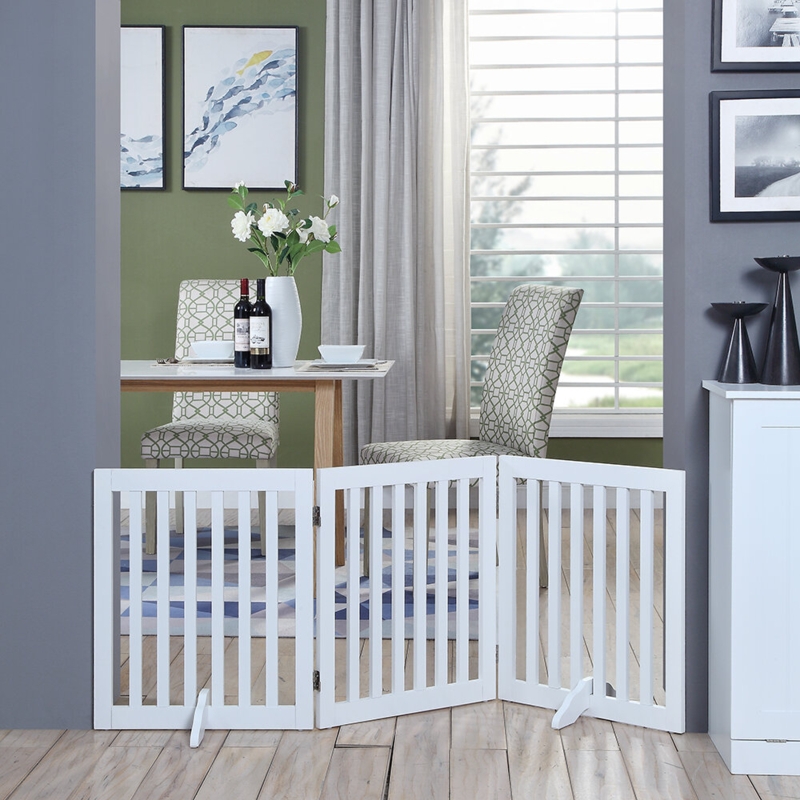 Renn Wood Free Standing Pet Gate with a Pair of Support Feet
