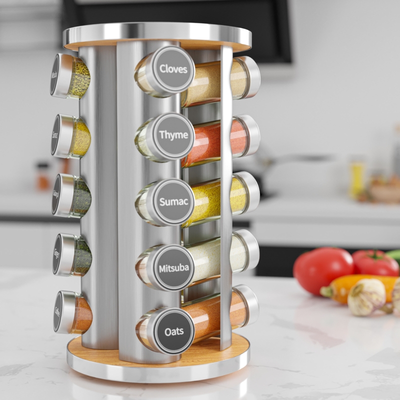 Revolving Spice Rack Set with 20 Spice Jars