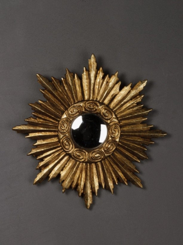 Reyniel Sunburst Mini Dramatic Gold Mirror Round Small Wall Mirror