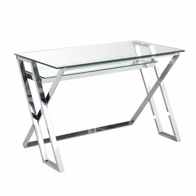 Ridgeton Glass Top Metal Base Writing Desk