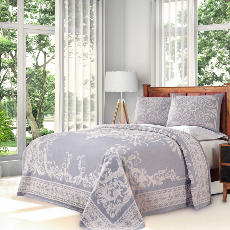 Rio Lightweight Cotton Blend Woven Jacquard Traditional Medallion Bedspread/Coverlet Set