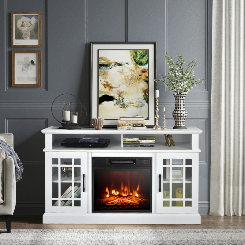 Ripley 48'' W Storage Credenza with Electric Fireplace Included