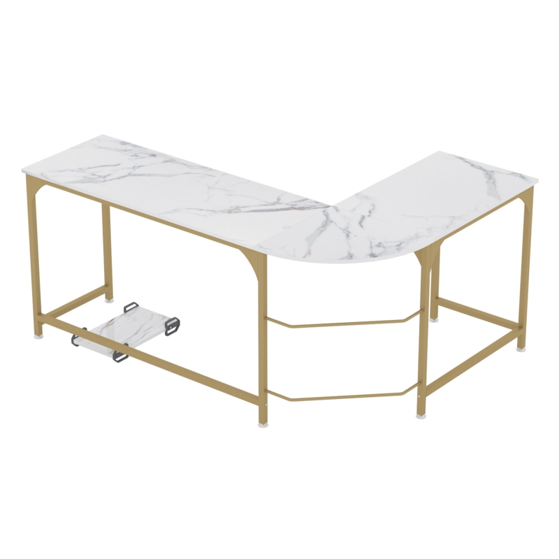 Rory L-Shaped Metal Base Computer Desk