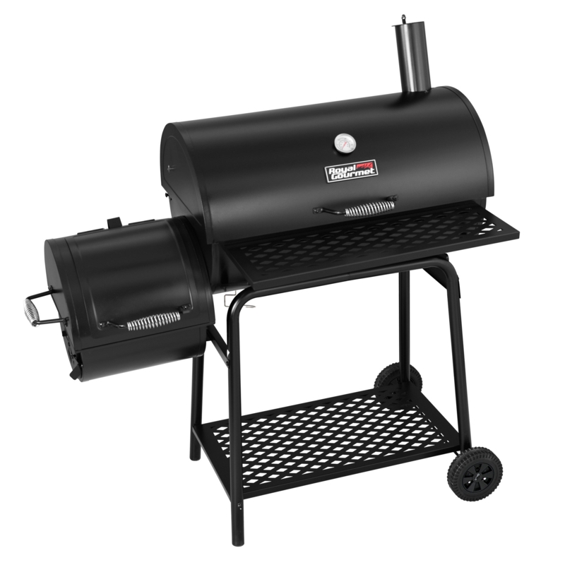 Royal Gourmet 30" Barrel Charcoal Grill with Smoker and Front Table