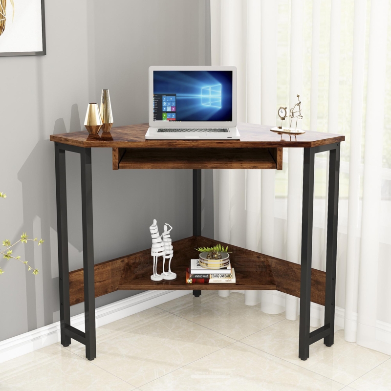 Sakisha Corner Metal Base Computer Desk