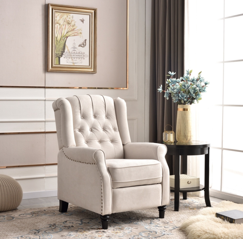 Sandee 32" Wide Classic Push Back Recliner with Tufted Back and Rivets