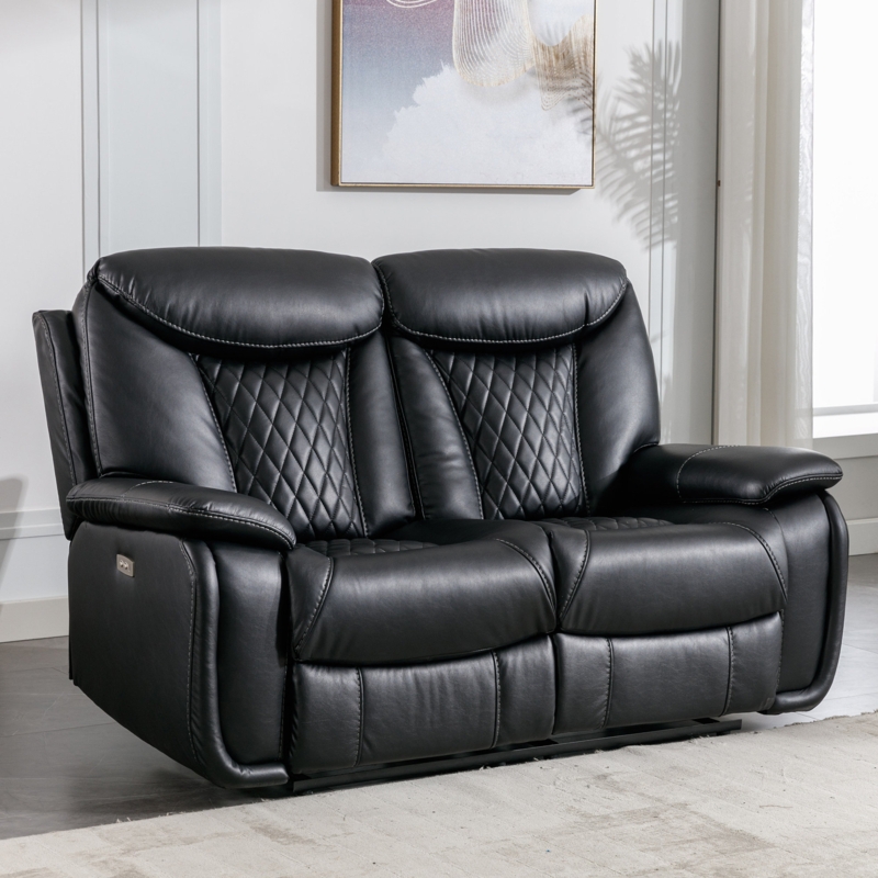 Saneela 62.6'' Wide Breathable leather Pillow Top Arm Power Reclining Loveseat