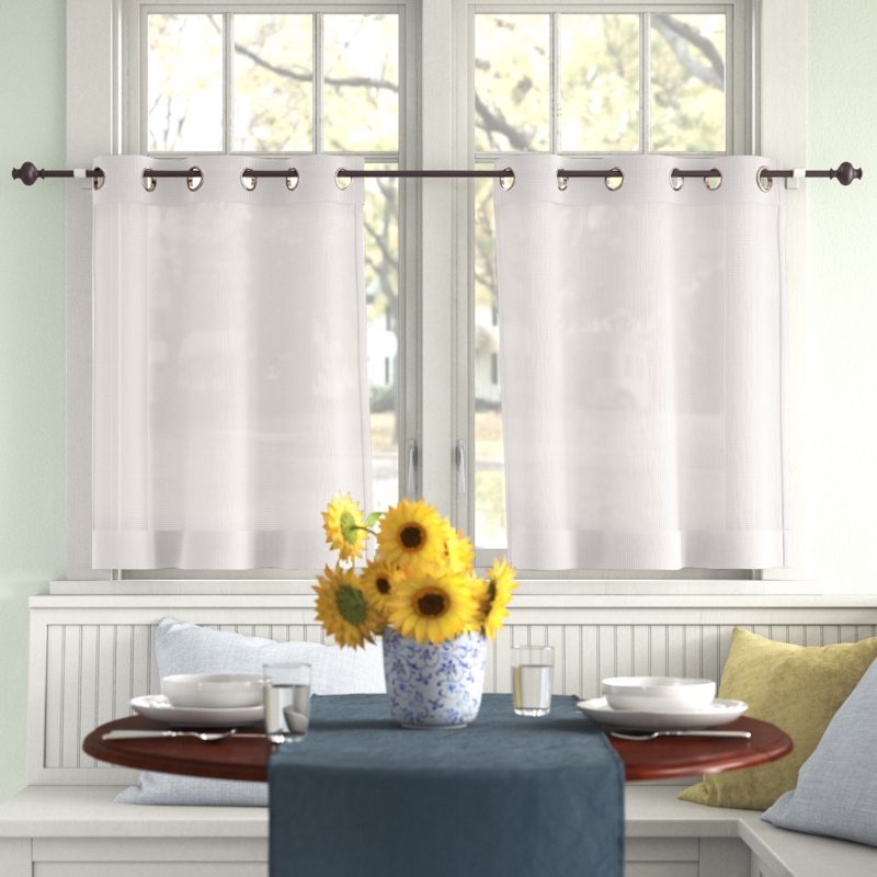 Sauel Textured Semi-Sheer Kitchen Cafe Curtain Pair (Set of 2)