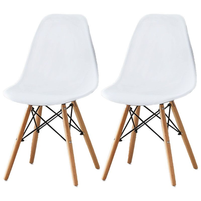 Scandinavian Wood Indoor-Outdoor Side Chair Solid Back Chair - White / Set of 2