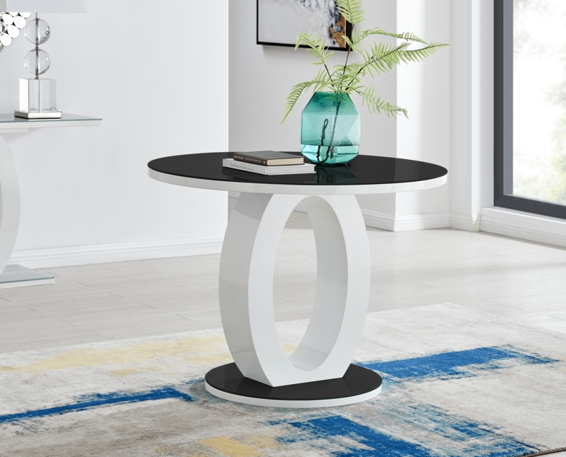 Scottsmoor Luxury High Gloss Round Dining Table - Modern Halo Design Kitchen Table