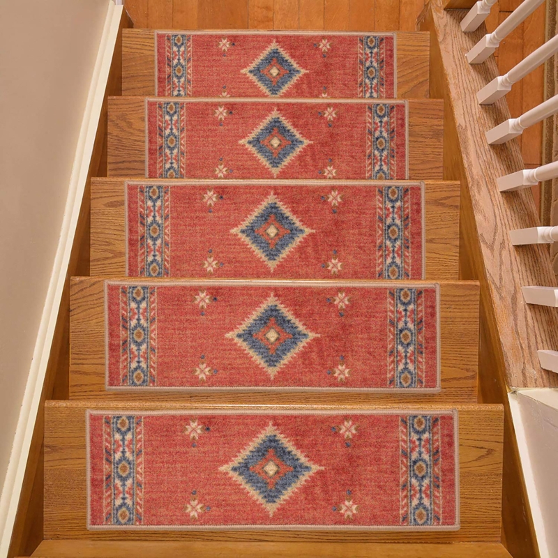 Seagirt Premium Hotel Quality Southwestern Tribal Terra Cotta and Red Stair Tread