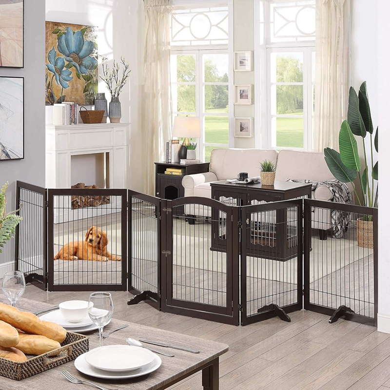 Serra Wire Pet Free Standing Gate with Two Pairs of Support Feet