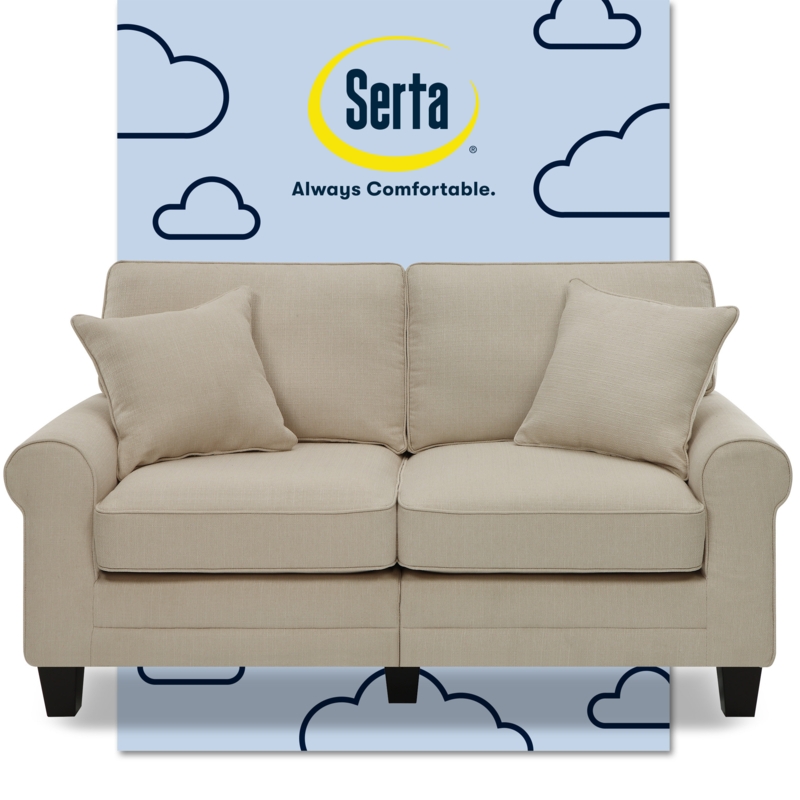 Serta Copenhagen Modern Sofa 61" Loveseat Couch with Pillowed Back Cushions and Rounded Arms