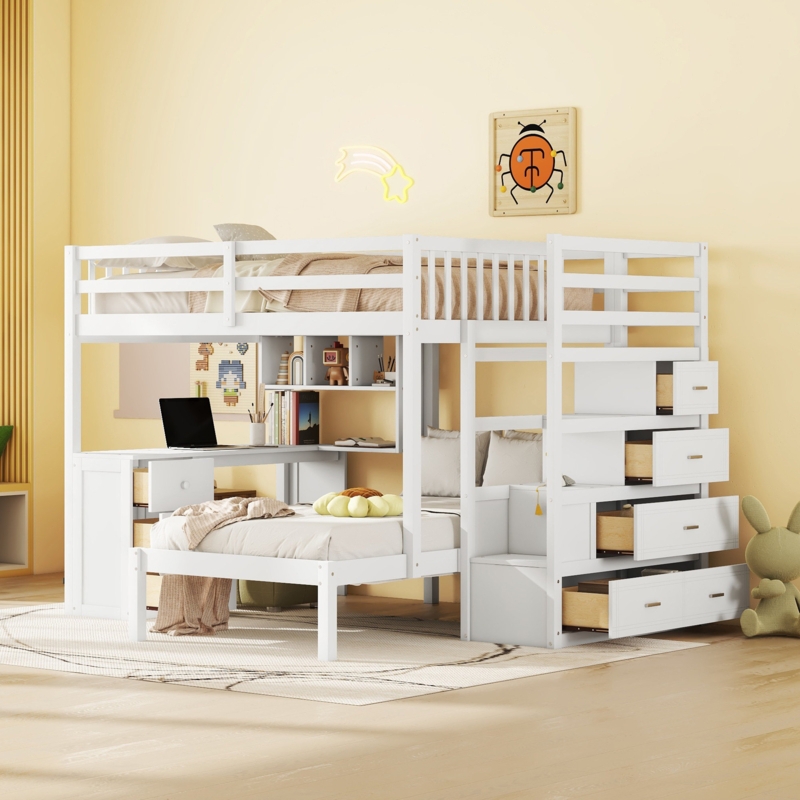 Shauna Kids Twin Over Full Bunk Bed with Drawers