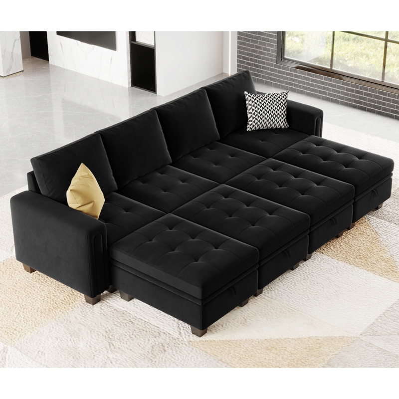 Shawntaye 7 - Piece Velvet Sectional
