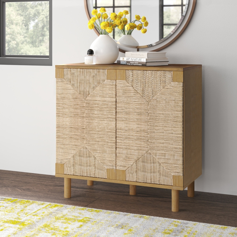 Shellie 31.4'' Tall Solid Wood 2 - Door Accent Cabinet