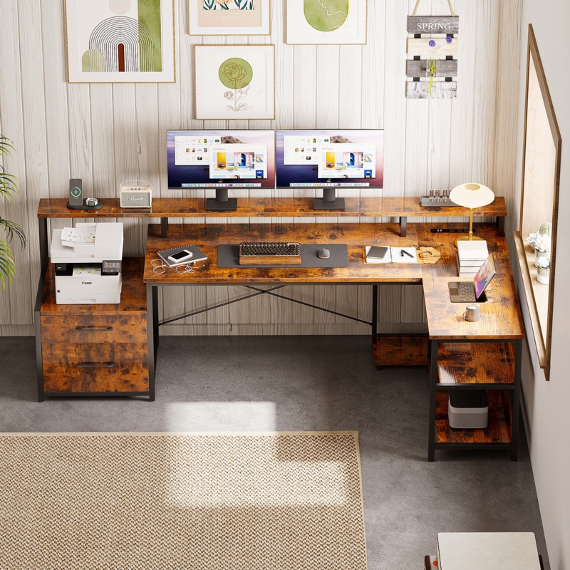 Sholpan L-Shaped Metal Base Computer Desk