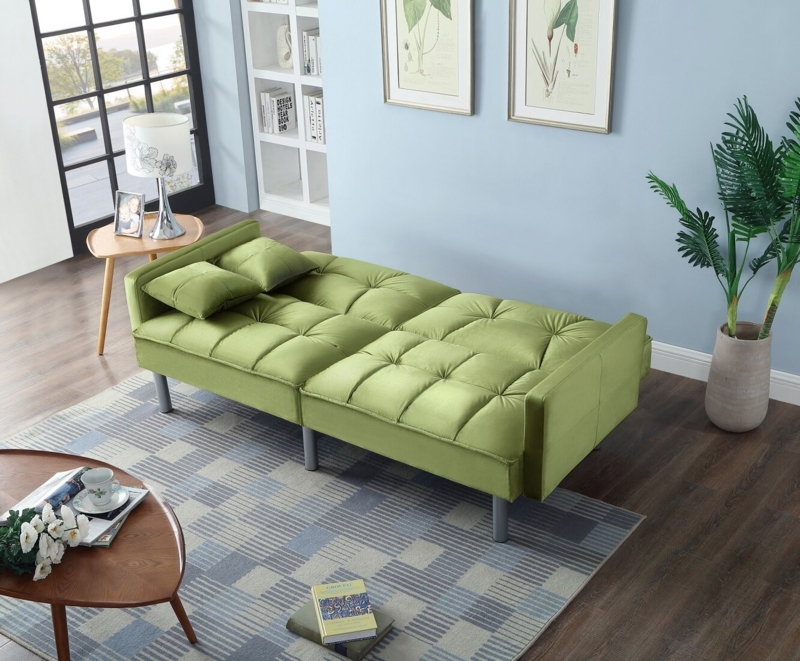 Silvester 75" Velvet Square Arm Sofa Bed Sleeper Love Seat