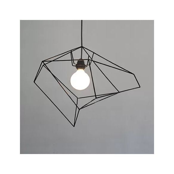 Simple 1 Light Suspension Light with Metal Shade Red/Yellow/Black Abstract Ceiling Pendant Light - Red