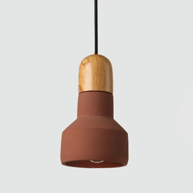 Simple Contemporary Single Head Pendant Cement Ball Pendant for Bar Study Room - Red
