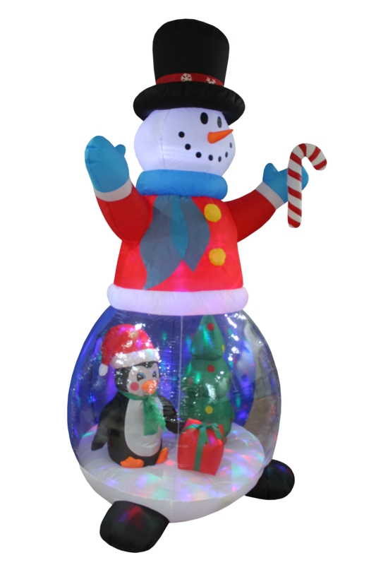 Snowman Globe with Penguins, Gift Box, and Tree Yard Christmas Inflatable