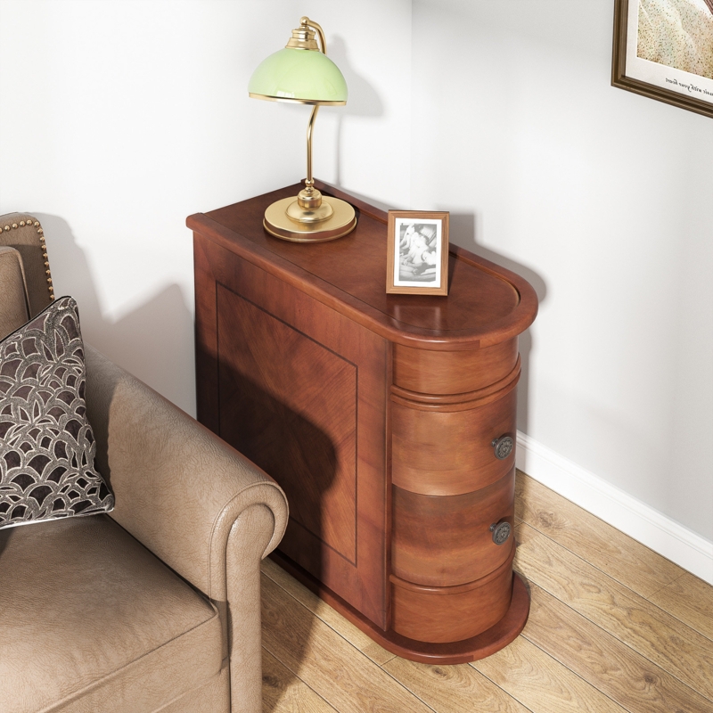 Solid Wood Top Floor Shelf 2 - Drawer End Table