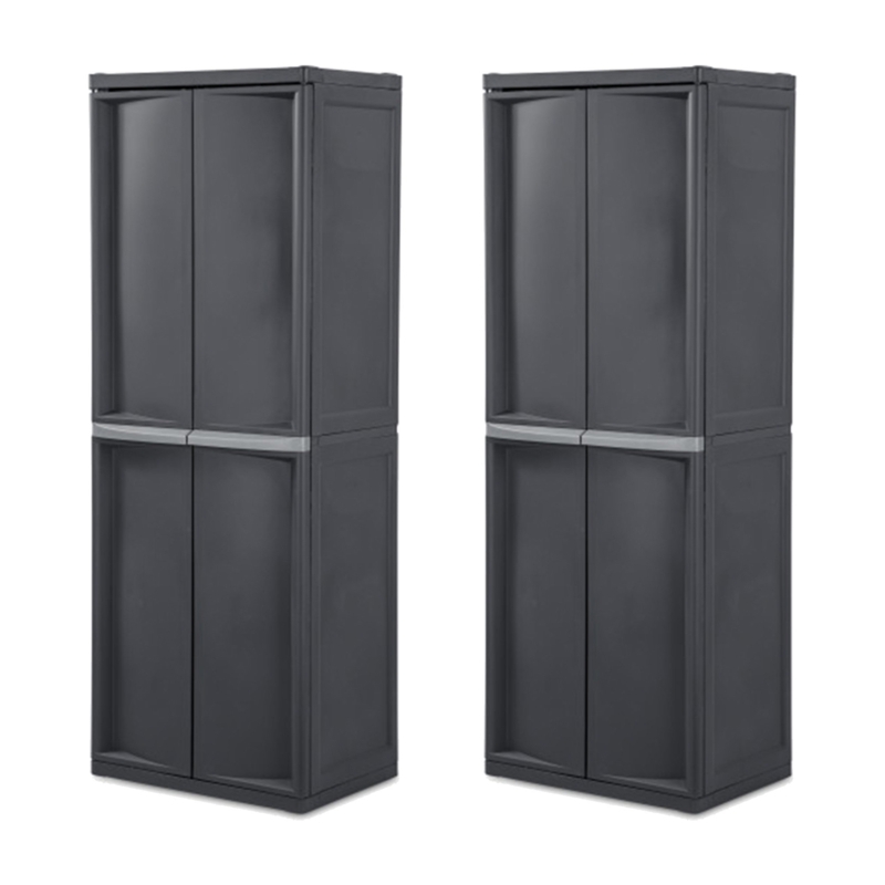 Sterilite Adjustable 4-Shelf Gray Storage Cabinet With Doors