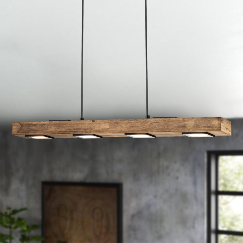 Tallapoosa 6 - Light Kitchen Island Modern Linear LED Pendant with Wood Accents