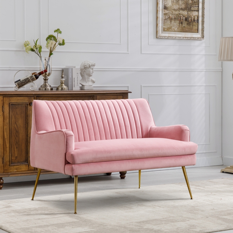 Teardo 46.5'' Wide Modern and Stylish Comfortable Velvet Upholstered Loveseat Sofa with Metal Feet