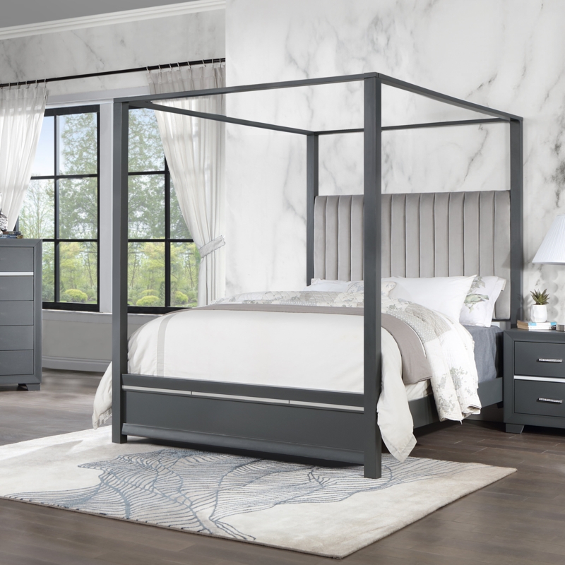 Tottenham Canopy Bed, Grey