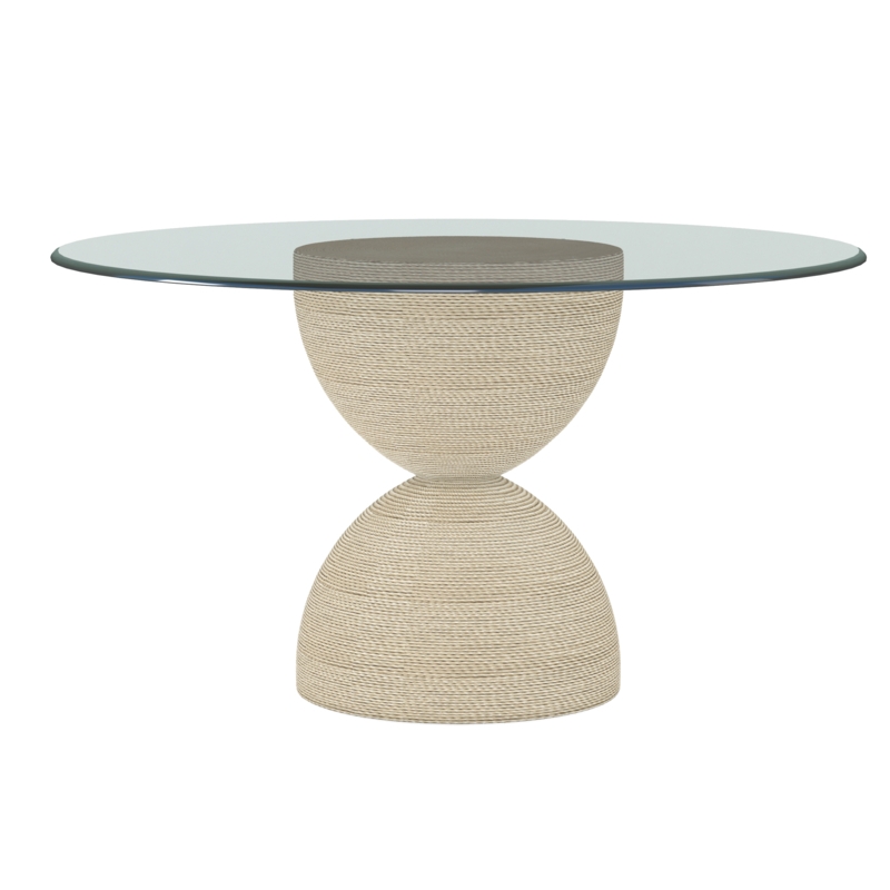 Trevor Round Glass Top Solid Wood Base Dining Table