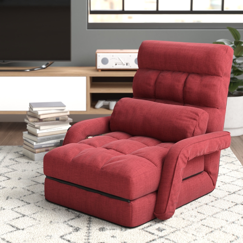 Trule Folding Lazy Sofa Floor Chair Sofa Lounger Bed with Armrests and Pillow
