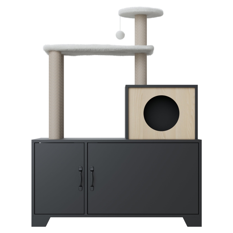 Tucker Murphy Pet Litter Box Enclosure With Cat Tree, Cat Litter Box Enclosure, Cat Litter Box Furniture With Cat Tree Tower, Indoor Cat House With Sisal Scratching Post, Pet Washroom For Large Cats